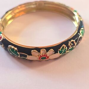 Vintage Enamel bracelet Jiu Long Xing hinged cuff bracelet couture cloisonne